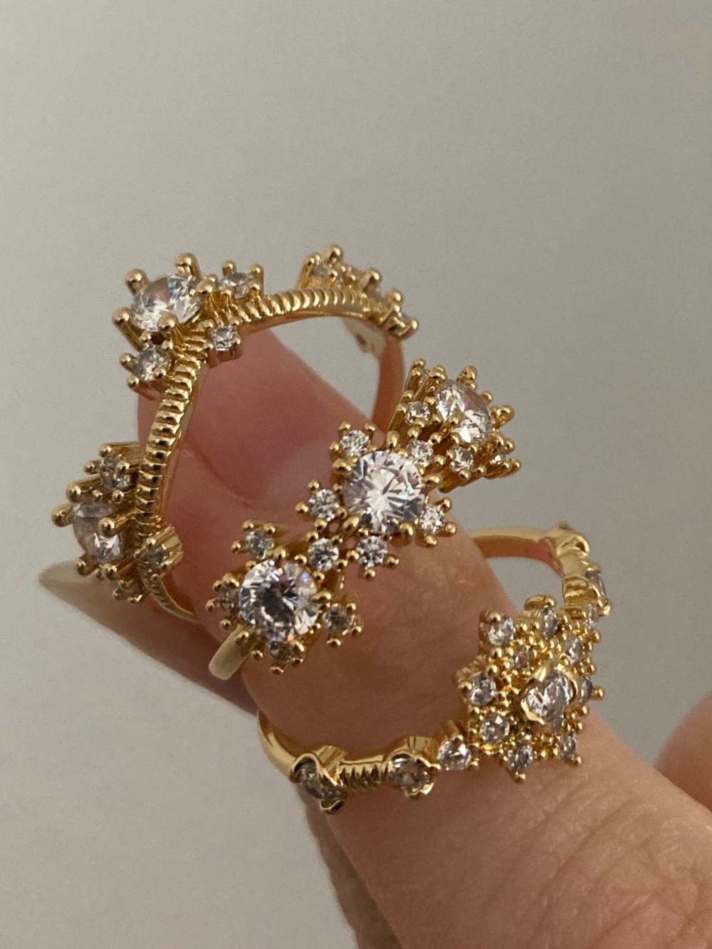 Vanessa Mooney SZ7 Ring SET Gold Stackable layering cocktail Rings Gold Set New